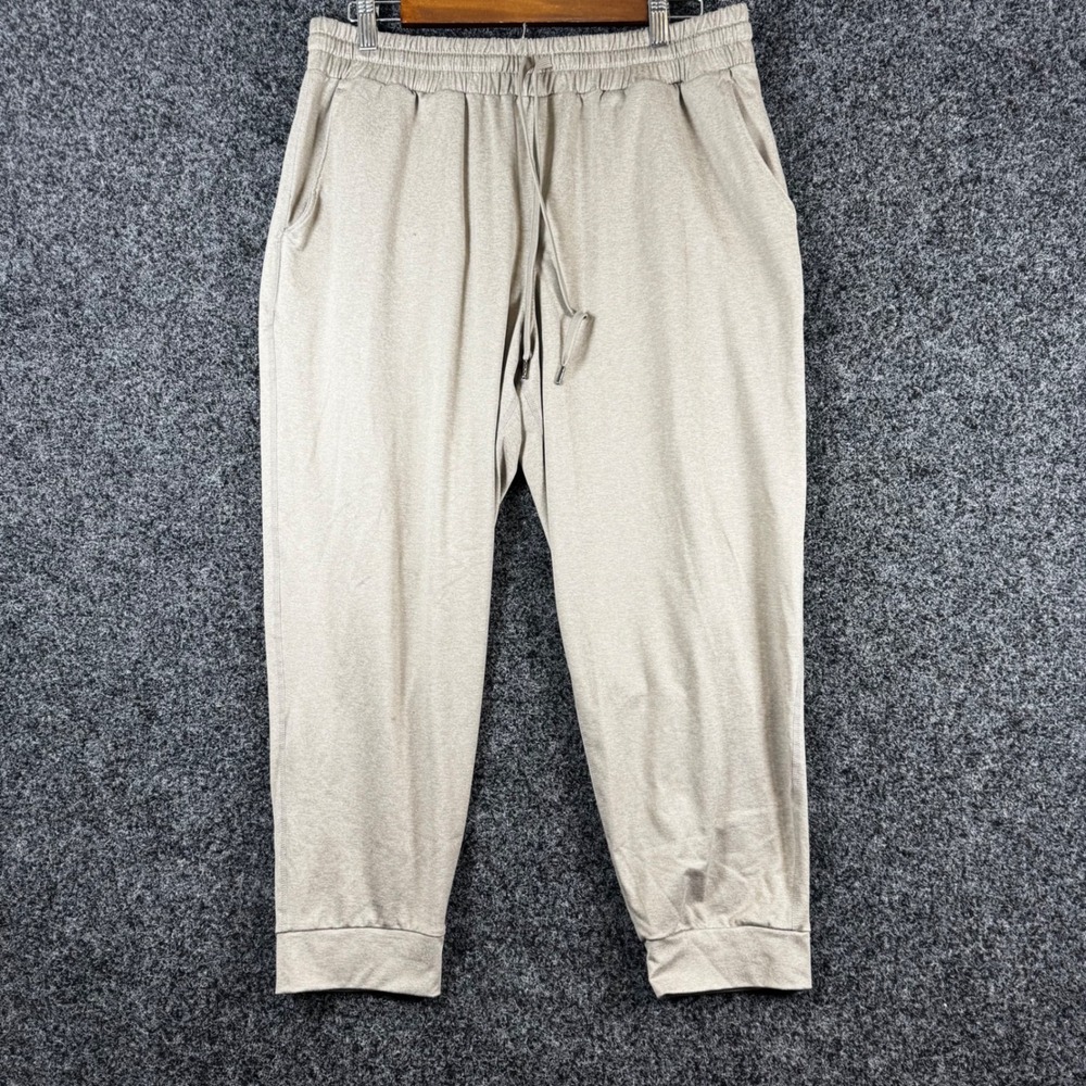 Quince Ultra-Soft Performance Joggers Heathered Beige Drawstring Pants L